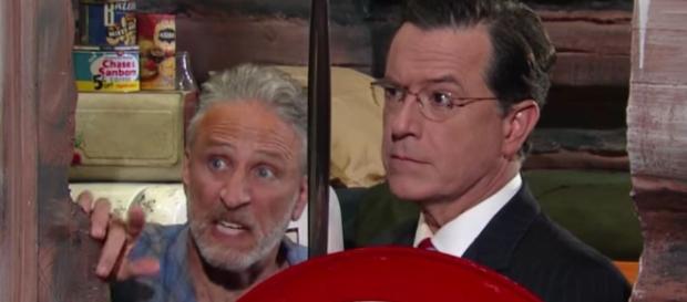A still from an early appearance of Jon Stewart on Colbert's "The Late Show" / BN Photo Library A still from an early appearance of Jon Stewart on Colbert's "The Late Show" / BN Photo Library
