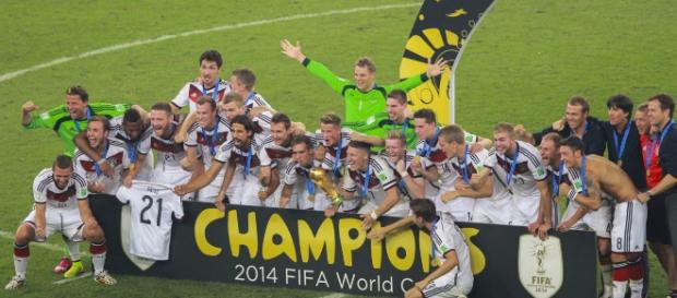 Germany celebrates their World Cup victory in Brazil, in 2014 (via wikimedia commons) Germany celebrates their World Cup victory in Brazil, in 2014 (via wikimedia commons)