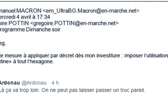 Un faux manifeste, plutôt cocasse et moqueur, trouvé sur la page Twitter #MacronLeaks (qui en contient d'autres)