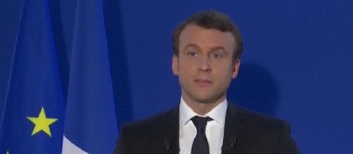 Emmanuel Macron en su discurso como presidente electo