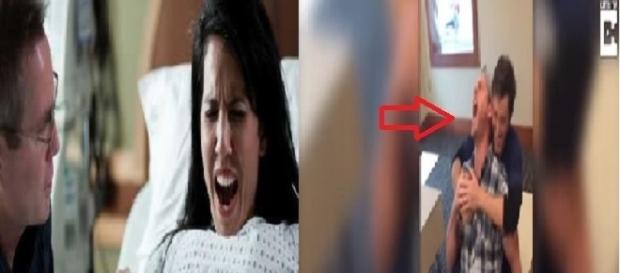 Homem grita de dor após testar como é a dor de um parto nos EUA Homem grita de dor após testar como é a dor de um parto nos EUA