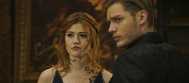 Clary (Katherine McNamara) and Jace (Dominic Sherwood) in 'Shadowhunters'/Photo via 'Shadowhunters'/Freeform Clary (Katherine McNamara) and Jace (Dominic Sherwood) in 'Shadowhunters'/Photo via 'Shadowhunters'/Freeform