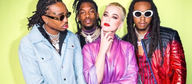 Katy Perry mit Migos: Sie singen den Hit "Bon Appétit"; Fotos: Rony Alwin / Universal Music, Capitol Records Katy Perry mit Migos: Sie singen den Hit "Bon Appétit"; Fotos: Rony Alwin / Universal Music, Capitol Records