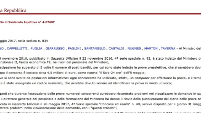 Concorso 800 assistenti giudiziari, c'&egrave; l'interrogazione parlamentare (http://www.senato.it)