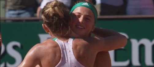 Halep congrats Ostapenko, Roland Garros Youtube channel https://www.youtube.com/watch?v=obUCEKiGnf0