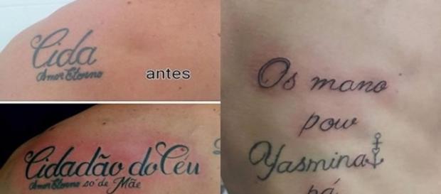 Antes e depois de algumas tatuagens com nome de pessoas Antes e depois de algumas tatuagens com nome de pessoas
