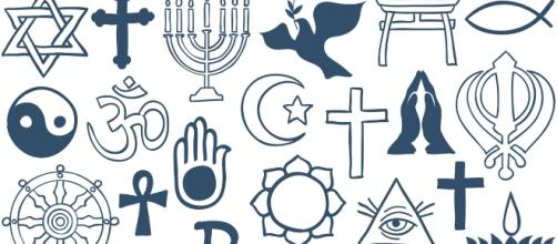 Representation of the worlds religious symbols.