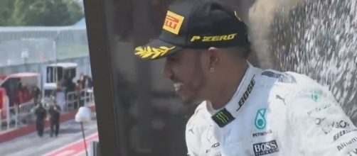 Hamilton opens the champagne bottle, Formula 1 Youtube channel https://www.youtube.com/watch?v=YwL19BaHY2w