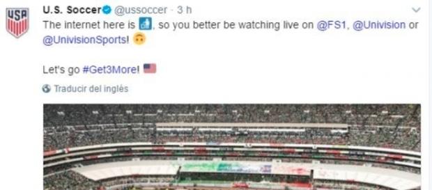 El mensaje de la cuenta de Twitter @USSoccer. Imagen: univision.com El mensaje de la cuenta de Twitter @USSoccer. Imagen: univision.com