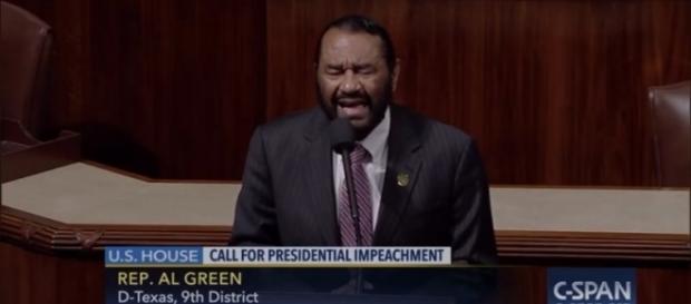 Rep. Al Green (D-TX.) calls for impeachment of President Trump. / Image by -C-SPAN via YouTube:https://youtu.be/F9Au1cwXN8M Rep. Al Green (D-TX.) calls for impeachment of President Trump. / Image by -C-SPAN via YouTube:https://youtu.be/F9Au1cwXN8M