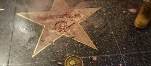 There has been reports of vandalism on Trump's Walk of Fame star. Photo via Dark Horse News, YouTube.