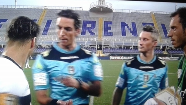 I capitani di Parma e Pordenone al momento del sorteggio del campo