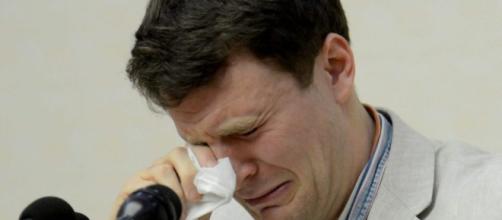 Otto Warmbier during his 2016 court confession and sentencing. He fell into a botulism coma sometime afterwards. - com.au