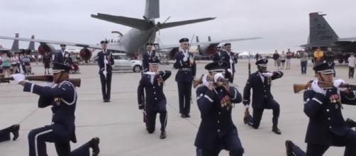 USAF Honor Guards Drill Team/ screencap from Joint Forces Channel via Youtube