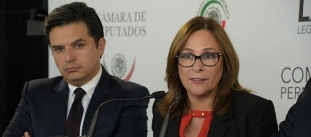La diputada Rocío Nahle en conferencia de prensa. La diputada Rocío Nahle en conferencia de prensa.