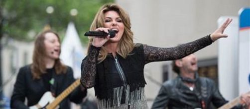 Shania Twain treated fans to two songs from her new album "Now" on the "Today" show.--edited screen capture