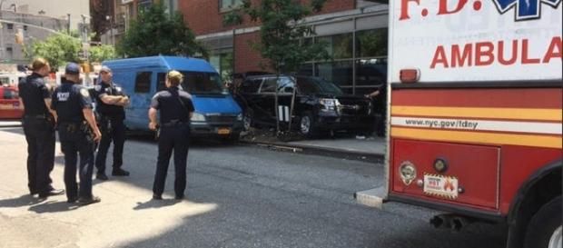 An SUV has jumped the curb and plowed onto a sidewalk in midtown -Twitter/@NBCNewYork An SUV has jumped the curb and plowed onto a sidewalk in midtown -Twitter/@NBCNewYork