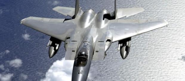 Close-up photo of the F-15 fighter jet Close-up photo of the F-15 fighter jet
