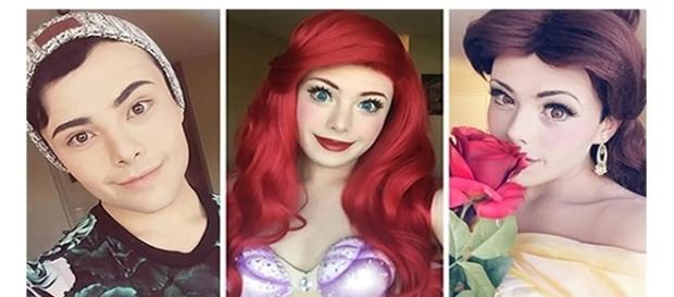 Rapaz usa cosplay de princesas da Disney Rapaz usa cosplay de princesas da Disney
