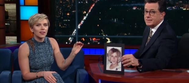 Photo Scarlett Johansson and Stephen Colbert screen capture from YouTube video/The Late Show with Stephen Colbert Photo Scarlett Johansson and Stephen Colbert screen capture from YouTube video/The Late Show with Stephen Colbert