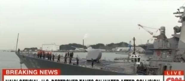 US Navy Destroyer Crashes Merchant Ship at Japan Sea/ Livestream Tv News via Youtube US Navy Destroyer Crashes Merchant Ship at Japan Sea/ Livestream Tv News via Youtube