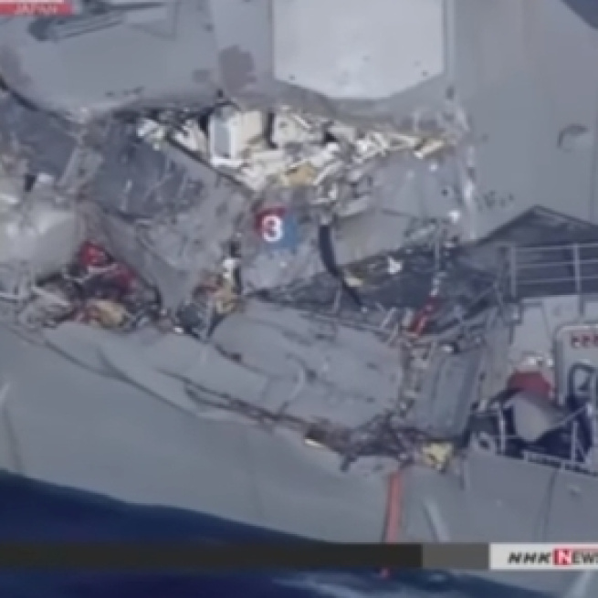 Aerial Footage Of USS Fitzgerald After Collision / screencap from iBankCoin.com via youtube