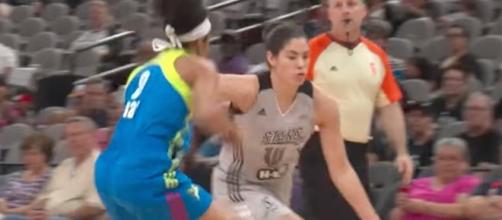 Kelsey Plum and San Antonio try to get their first win of the season at Seattle on Sunday night. [Image via WNBA/YouTube]
