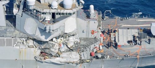 USS Fitzgerald held the bodies of those missing sailors inside flooded compartments of the ship. Photo: Blasting News Library -
