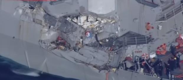 Aerial Footage Of USS Fitzgerald After Collision / screencap from iBankCoin.com via youtube Aerial Footage Of USS Fitzgerald After Collision / screencap from iBankCoin.com via youtube