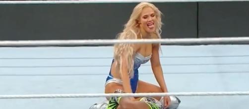 Lana made her debut against Naomi in a singles match for the women's title at 'Money in the Bank' PPV. [Image via WWE/YouTube]