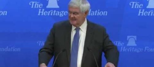 New Gingrich is promoting a new book about Donald Trump. Photo via news2morrow, YouTube.