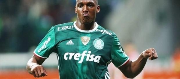 Yerry Mina comemora gol do Palmeiras Yerry Mina comemora gol do Palmeiras