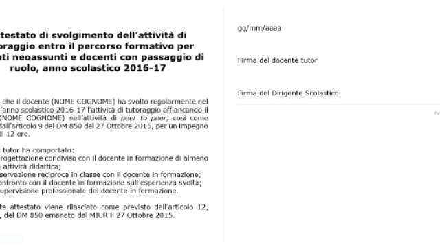 I dati riguardanti i tutor e attestato