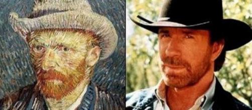 O ator Chuck Norris e o pintor Vincent Van Gogh são bastante parecidos. Foto: Reprodução/Minilua.