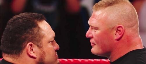 Samoa Joe will battle Brock Lesnar for the WWE Universal title at 'Great Balls of Fire.' [Image via YouTube/WWE]