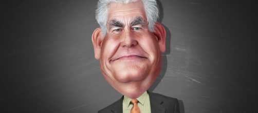 Secretary of state Rex Tillerson's caricature. [Image via Flickr/Donkey Hotey]