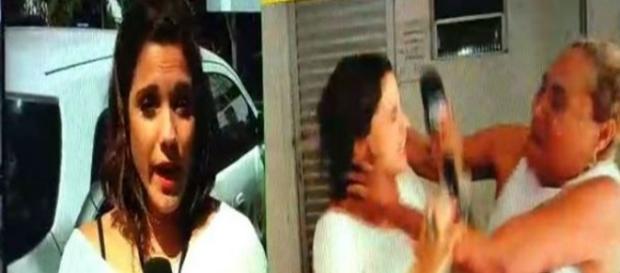 Agredida durante reportagem sobre preço de banheiro Agredida durante reportagem sobre preço de banheiro