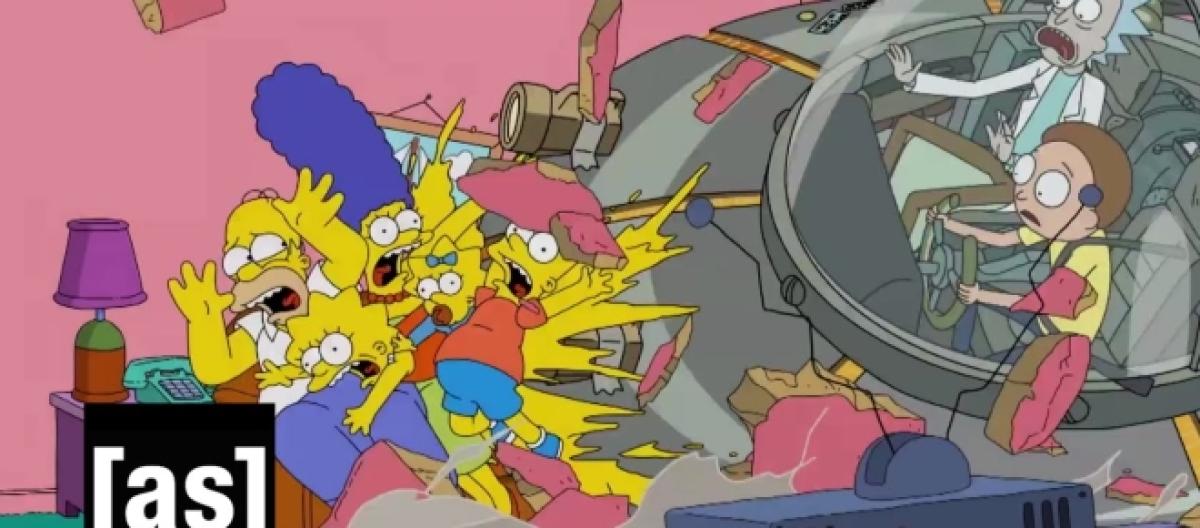 Rick And Morty Crashes Simpsons In One Of The Most Funniest