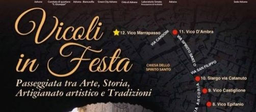 La locandina dell'evento "Vicoli in Festa" ad Adrano domenica 25 giugno