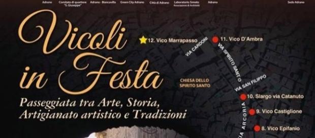 La locandina dell'evento "Vicoli in Festa" ad Adrano domenica 25 giugno La locandina dell'evento "Vicoli in Festa" ad Adrano domenica 25 giugno
