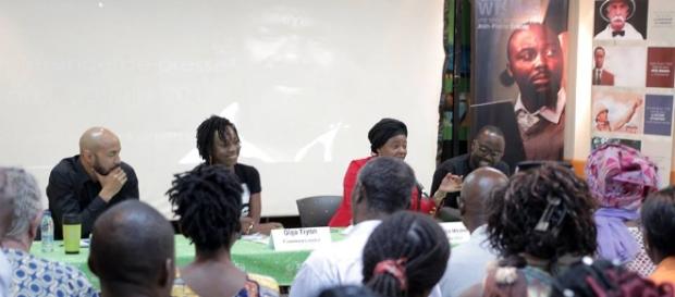 Le Panel de la conférence de presse à l'Institut Goethe de Yaoundé Le Panel de la conférence de presse à l'Institut Goethe de Yaoundé