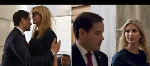 The image of the alleged failed hug by Sen. Marco Rubio on Ivanka Trump went viral. Photo via News247, YouTube.