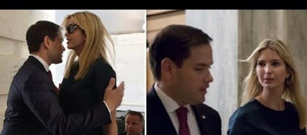 The image of the alleged failed hug by Sen. Marco Rubio on Ivanka Trump went viral. Photo via News247, YouTube. The image of the alleged failed hug by Sen. Marco Rubio on Ivanka Trump went viral. Photo via News247, YouTube.