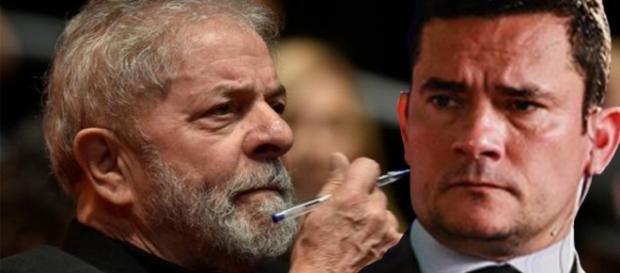 Ex-presidente Lula (à esquerda) e juiz Sérgio Moro Ex-presidente Lula (à esquerda) e juiz Sérgio Moro