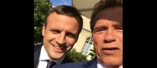 Arnold Schwarzenegger and President Macron, via Twitter