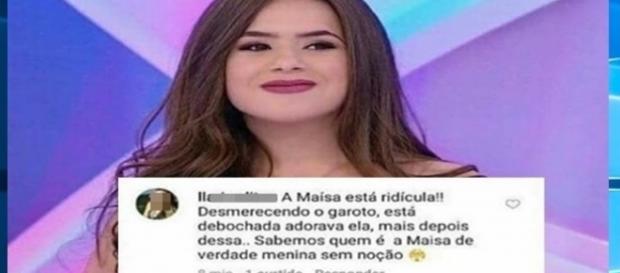 Fã de Maisa responde crítica de internauta Fã de Maisa responde crítica de internauta