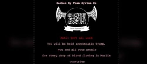 A photo showing the screen shot of one of the messages posted by the Islamic State hackers - YouTube/Wochit News