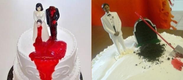 'Bolo de divórcio' é a nova moda entre homens e mulheres que encaram a separação com uma pitada de humor negro. (Foto: Reprodução/Twitter) 'Bolo de divórcio' é a nova moda entre homens e mulheres que encaram a separação com uma pitada de humor negro. (Foto: Reprodução/Twitter)