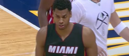 The Miami Heat's Hassan Whiteside led the team with 14.1 rebounds and 2.1 blocks per game this season. [Image via NBA/YouTube]