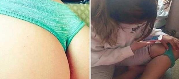 Garota coloca uma calcinha no 'joelho' e envia para outra pessoa (Foto: Reprodução) Garota coloca uma calcinha no 'joelho' e envia para outra pessoa (Foto: Reprodução)